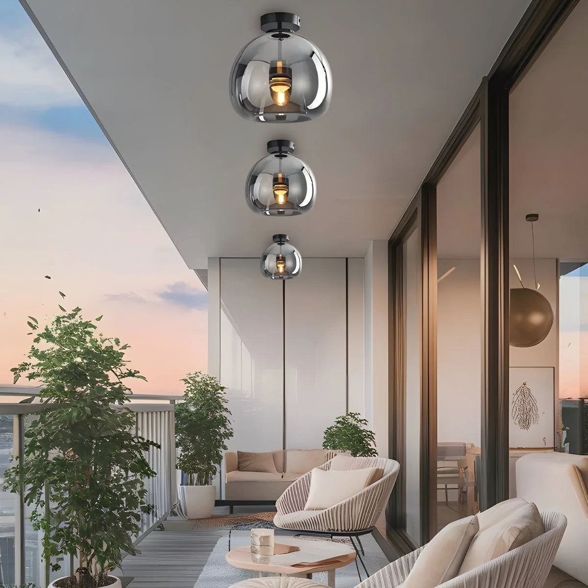 Antizer Vintage Glass Semi-Flush Ceiling Light for Entryway