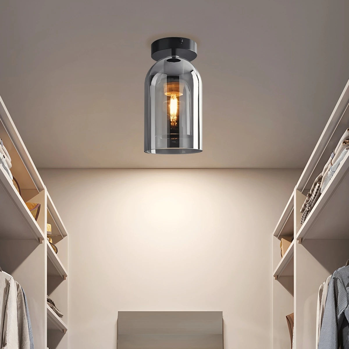 Antizer Vintage Glass Semi-Flush Ceiling Light for Entryway