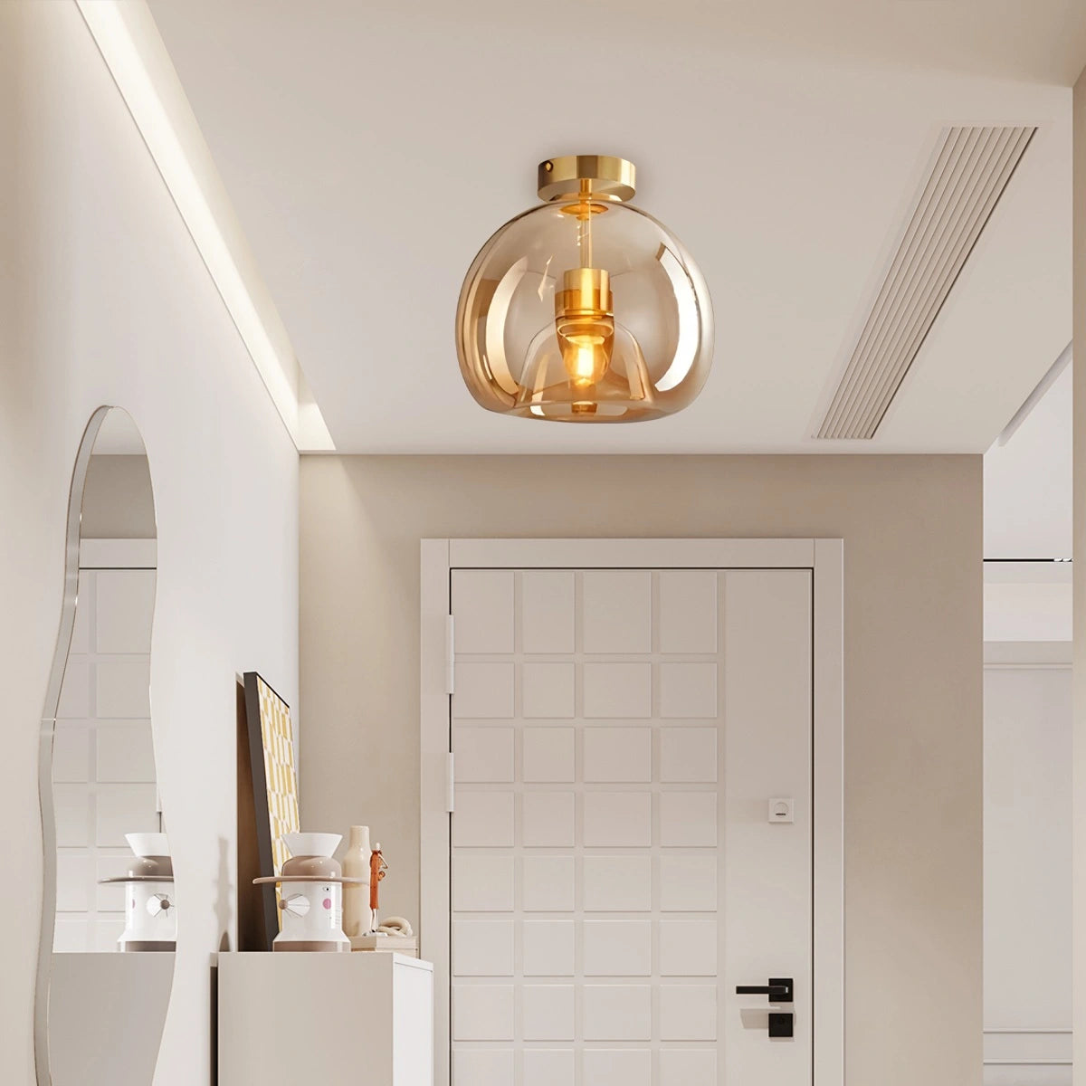 Antizer Vintage Glass Semi-Flush Ceiling Light for Entryway