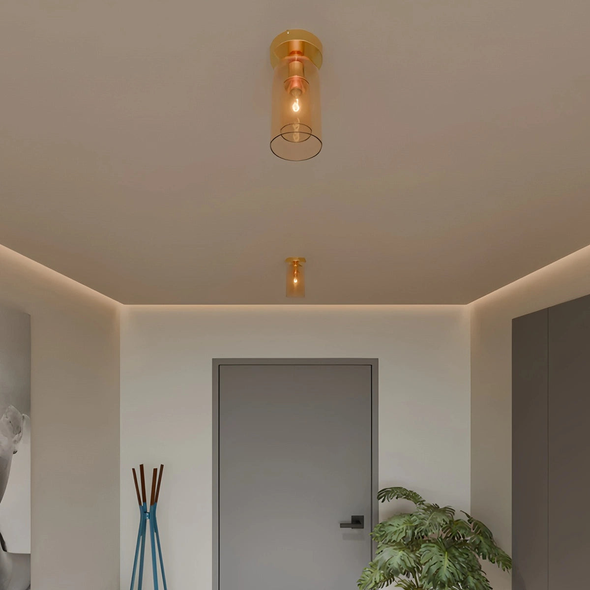 Antizer Vintage Glass Semi-Flush Ceiling Light for Entryway
