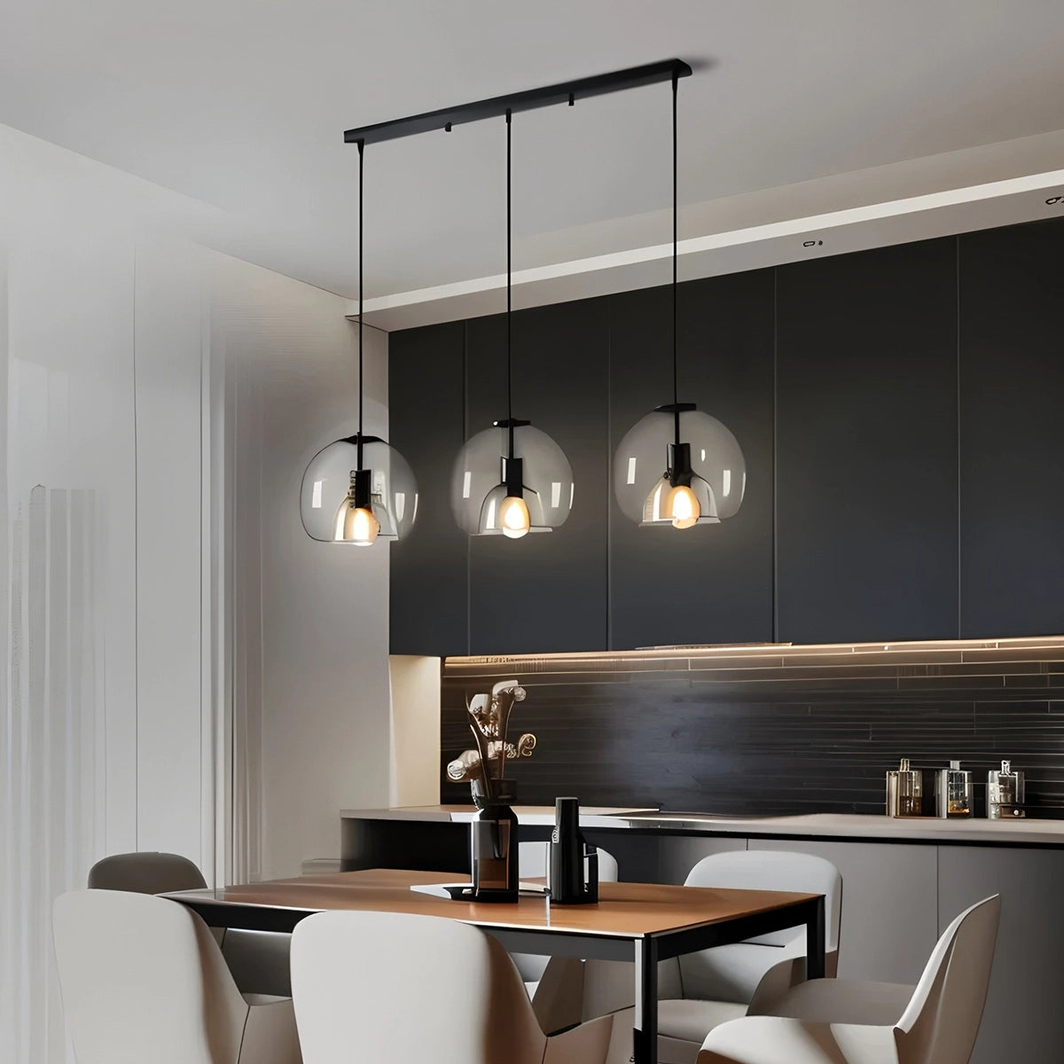 Antizer Smoky Grey Glass Pendant Light