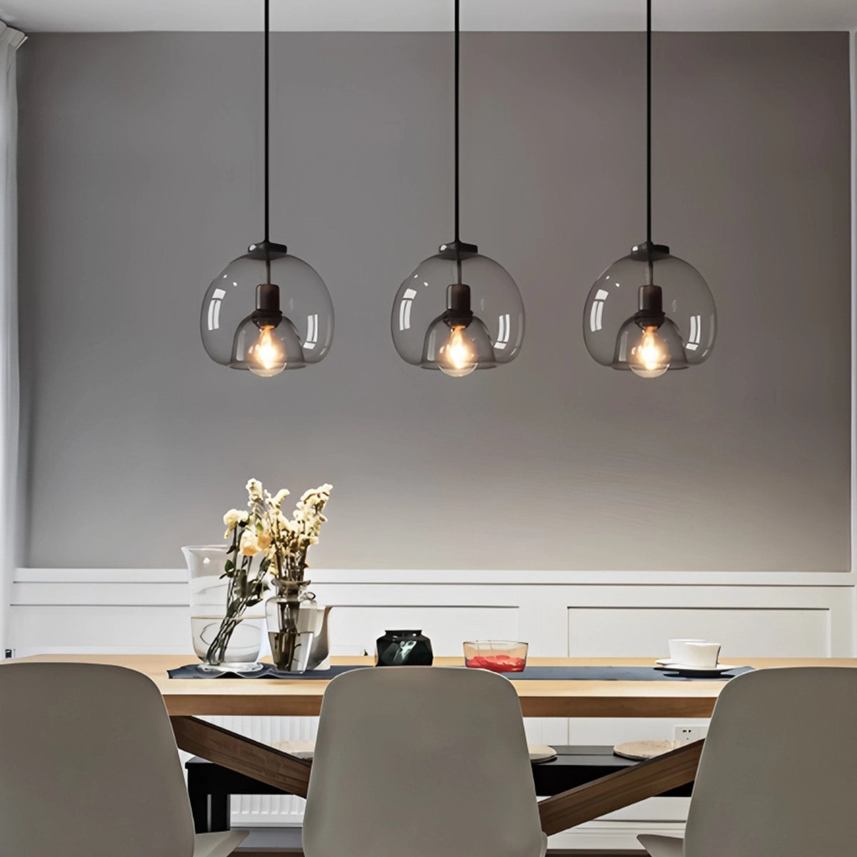 Antizer Smoky Grey Glass Pendant Light