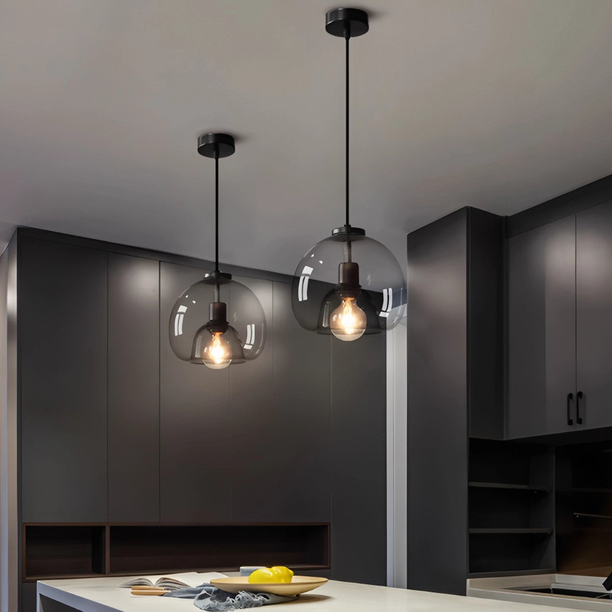 Antizer Smoky Grey Glass Pendant Light