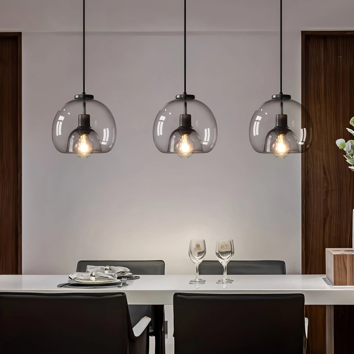 Antizer Smoky Grey Glass Pendant Light