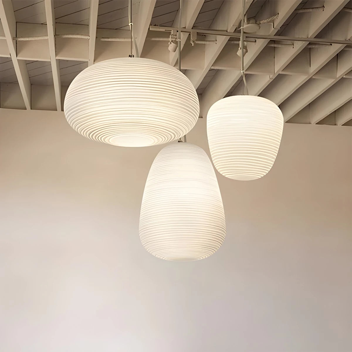 Antizer Lantern Blown Glass Pendant Light for Dining Room