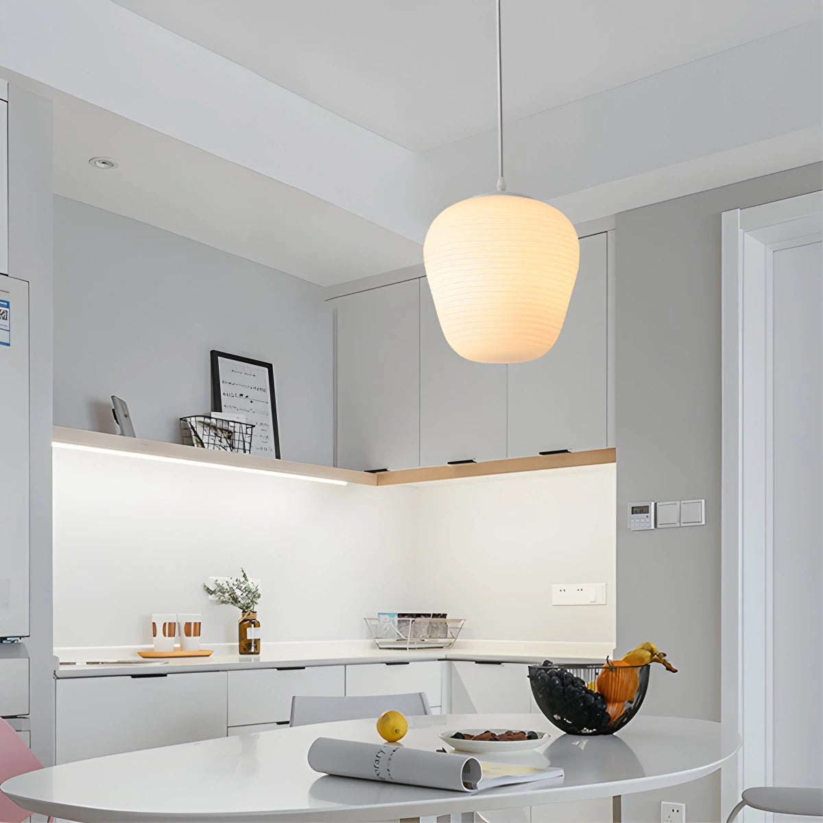 Antizer Lantern Blown Glass Pendant Light for Dining Room