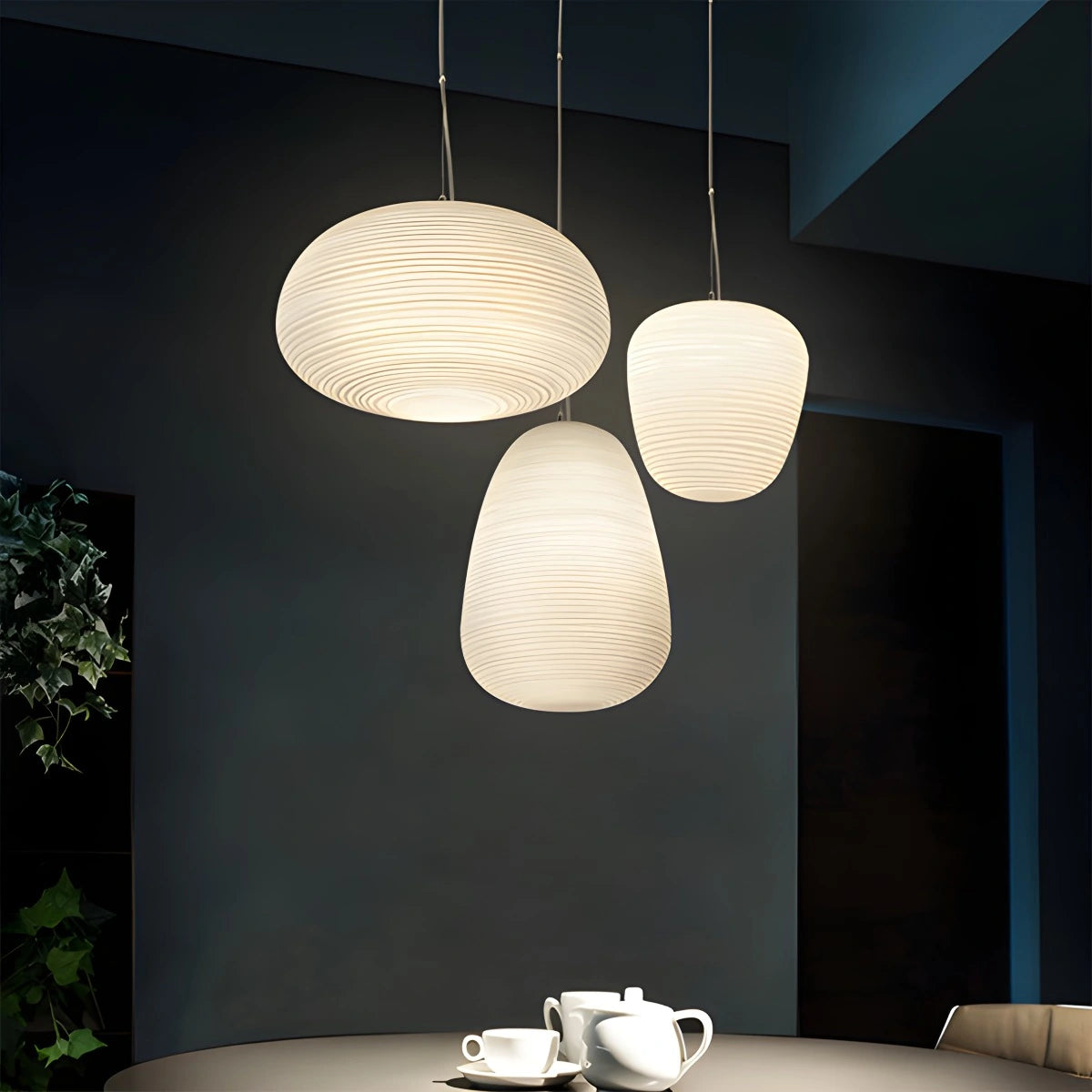 Antizer Lantern Blown Glass Pendant Light for Dining Room