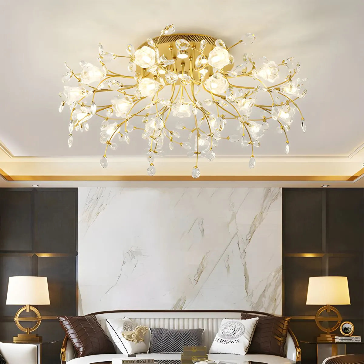 Antizer Lily Art Deco Flower Ceiling Light for Bedroom