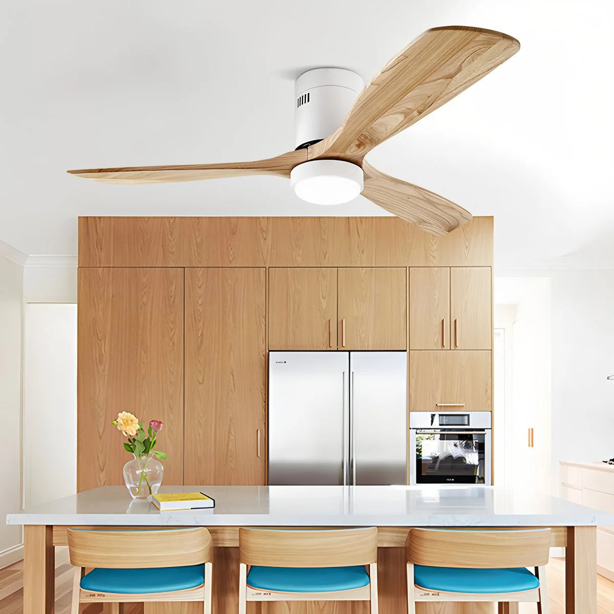 LED hugger ceiling fan lamp for dining room