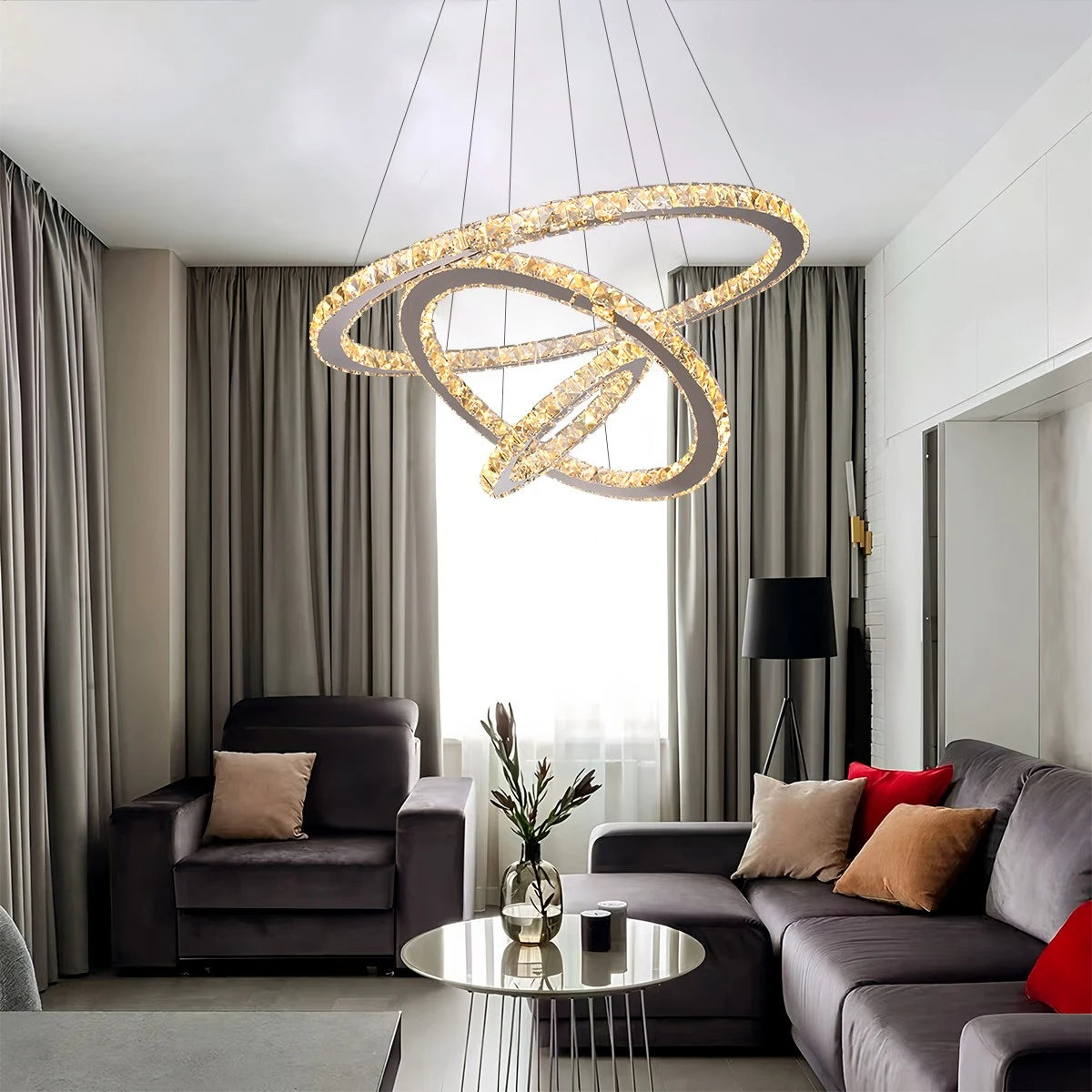Antizer Modern Light Luxury Circular LED Crystal Chandelier