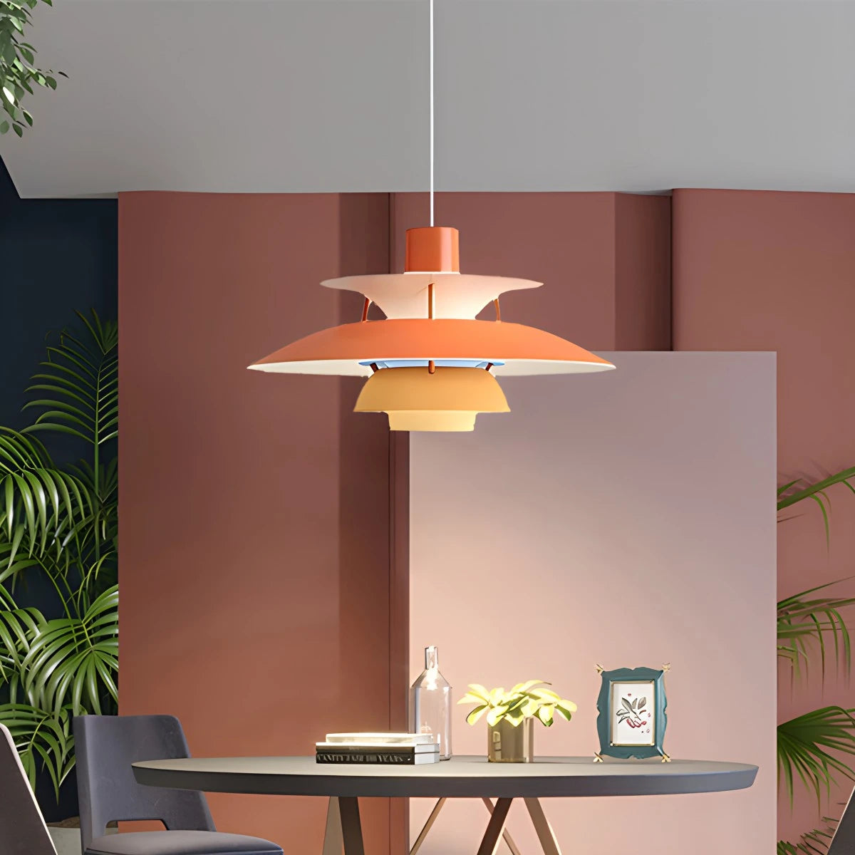 Orange nordic multi pendant light