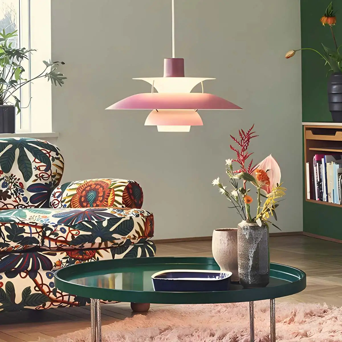 Pink Nordic multi pendant light
