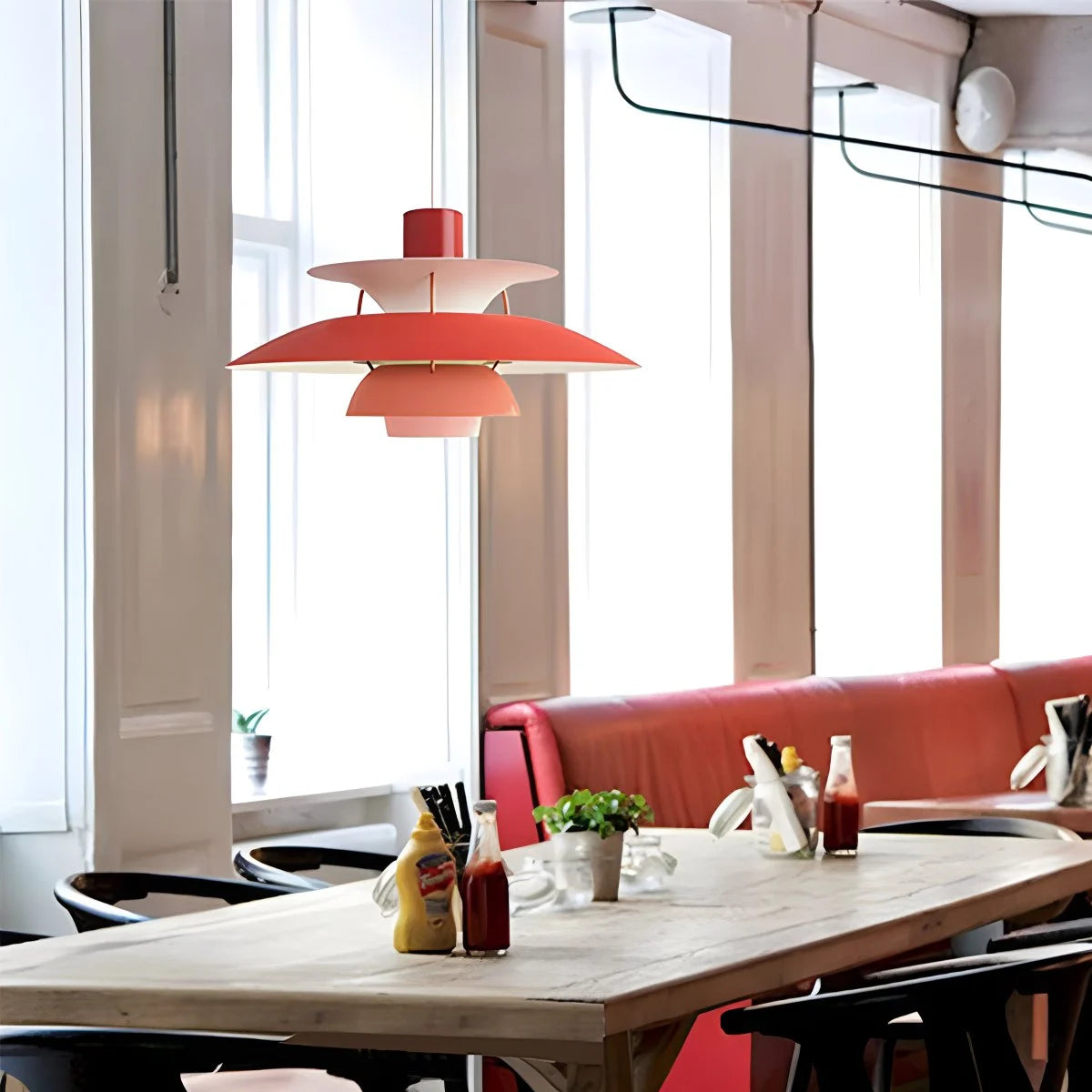 Red nordic multi pendant light