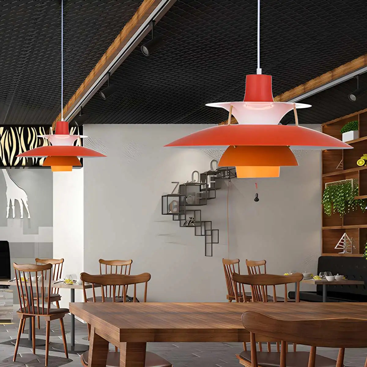 Red nordic multi pendant light