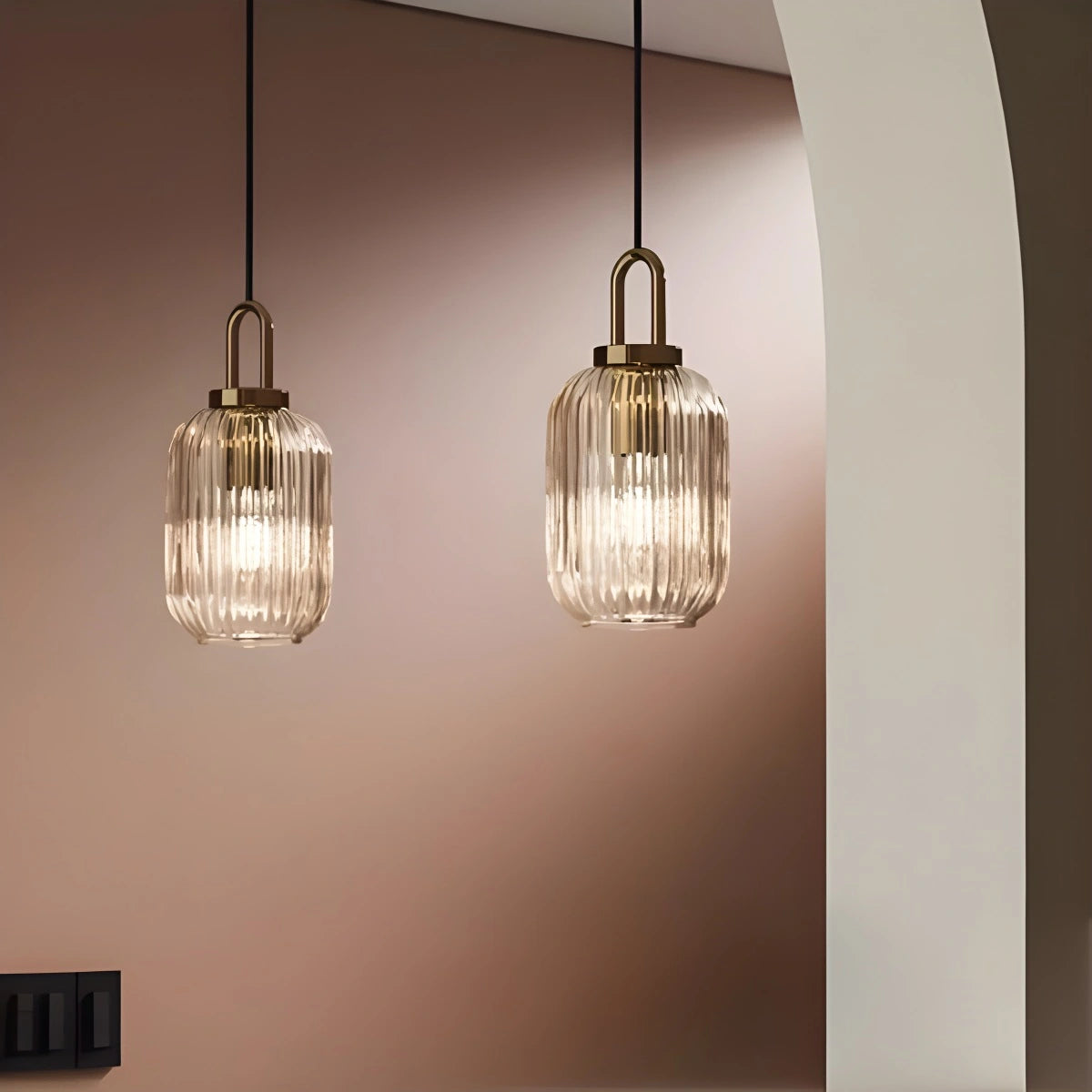 Antizer Modern Ribbed Clear Glass Pendant Light