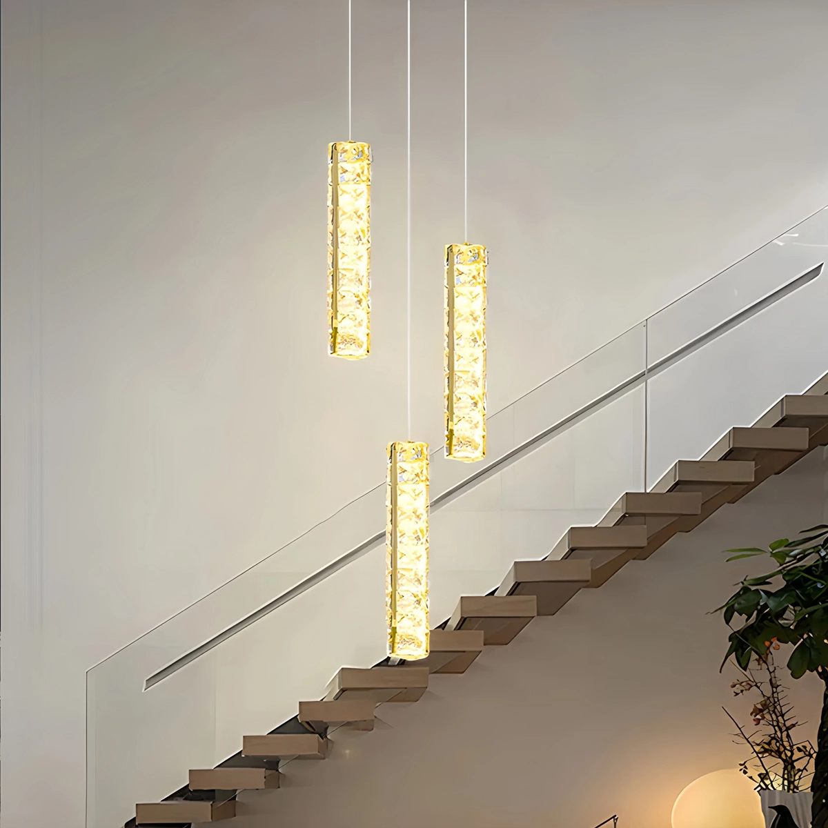 Antizer Nordic Crystal LED Chandelier Gold 3 Lights