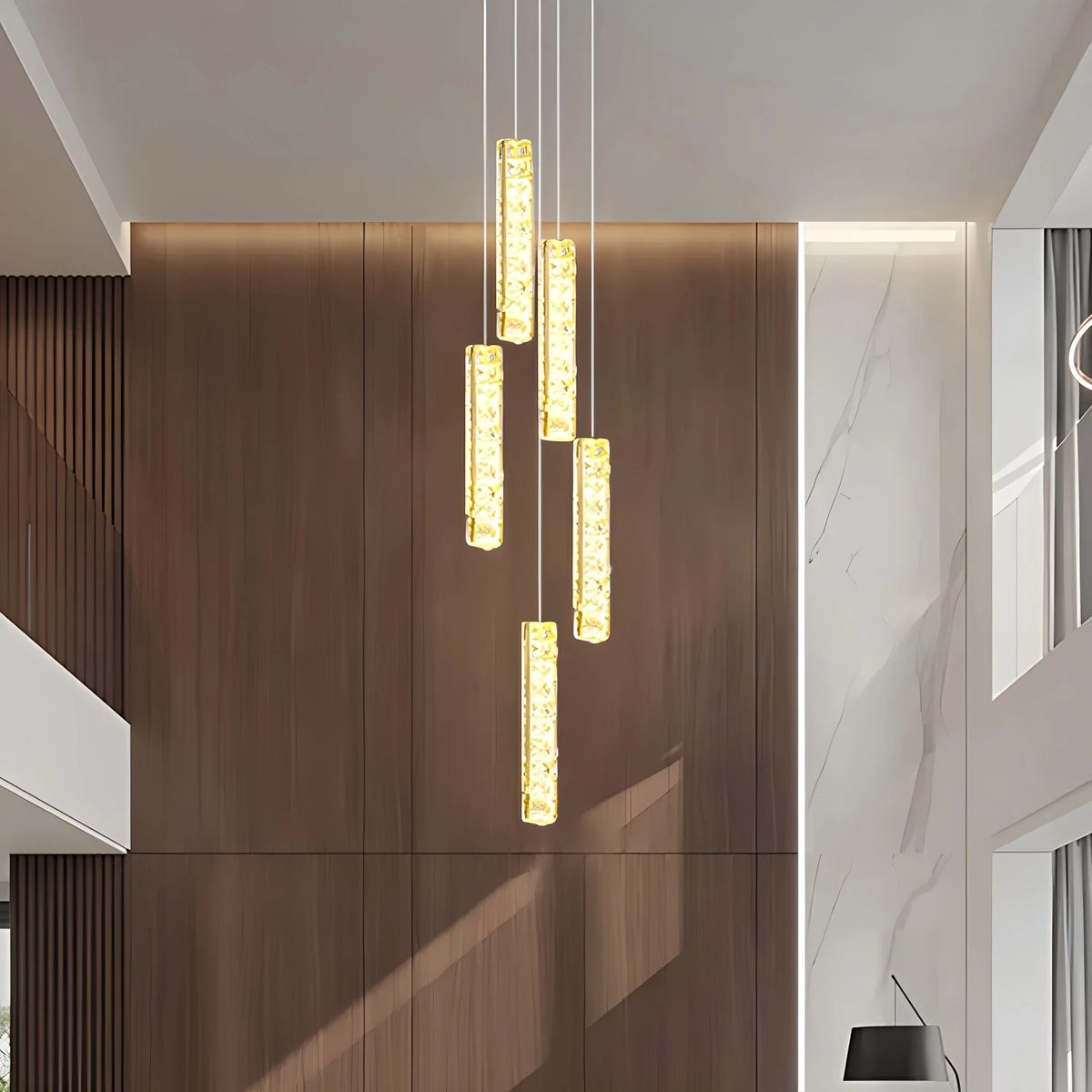 Antizer Nordic Crystal LED Chandelier Gold 5 Lights