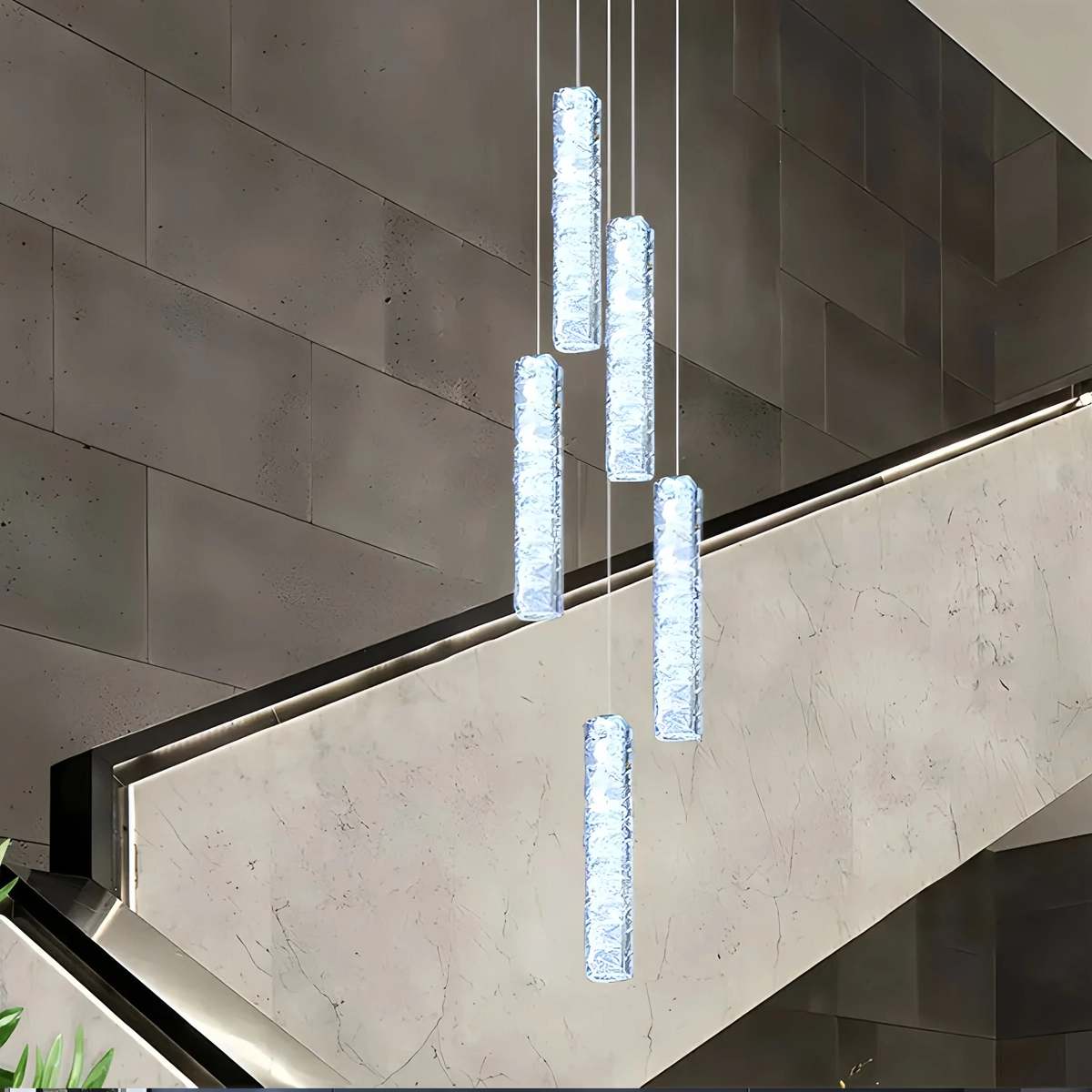 Antizer Nordic Crystal LED Chandelier Chrome 5 Lights