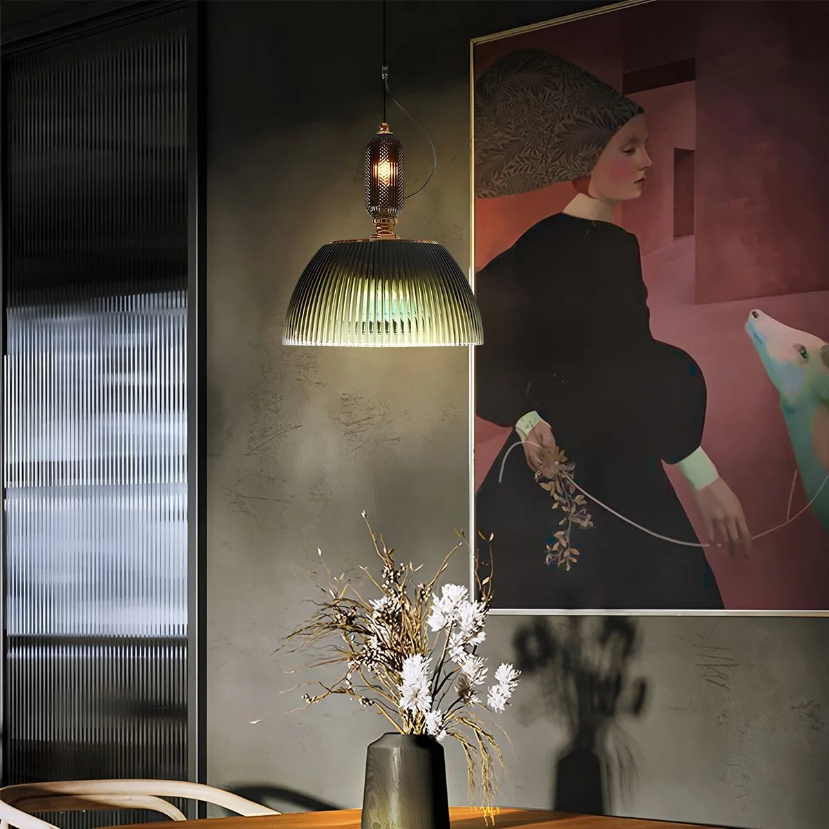Antizer Nordic Retro Glass Pendant Light for Dining Room