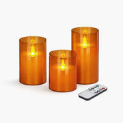 Antizer Orange Acrylic Glass Pillar Flameless Candle 12 Pack × 6