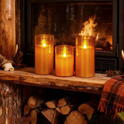 Antizer Orange Acrylic Glass Pillar Flameless Candle 12 Pack × 6