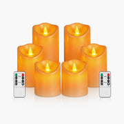 Antizer Orange Outdoor Waterproof Pillars Flameless Candle 24 Pack × 6