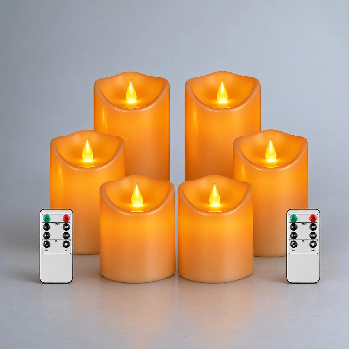 Antizer Orange Outdoor Waterproof Pillars Flameless Candle 24 Pack × 6