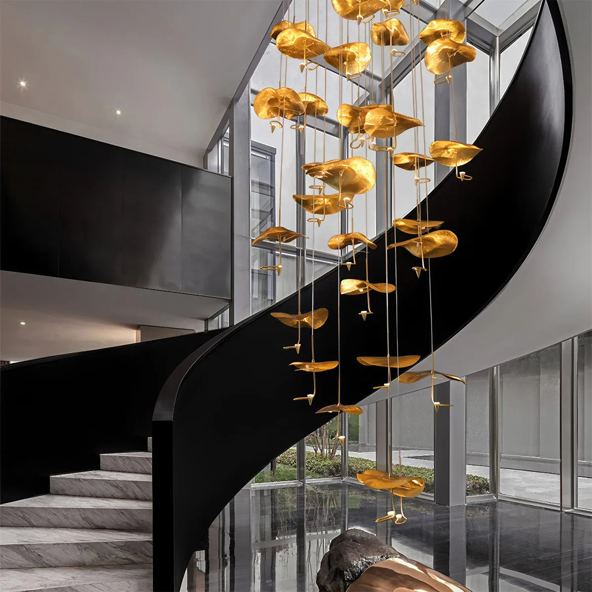 Antizer Orlia Brass Lotus Leaf Chandelier