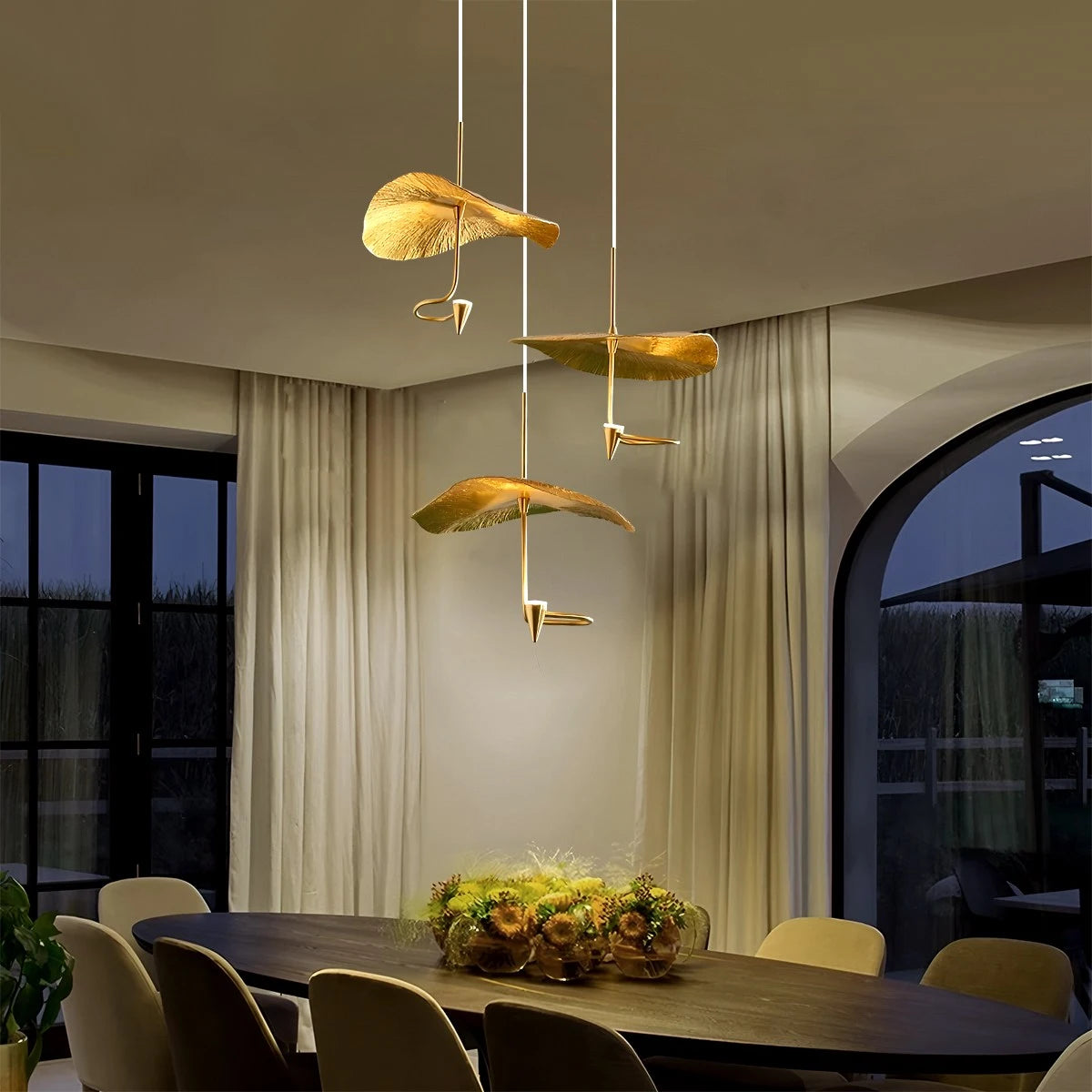 Antizer Orlia Brass Lotus Leaf Chandelier