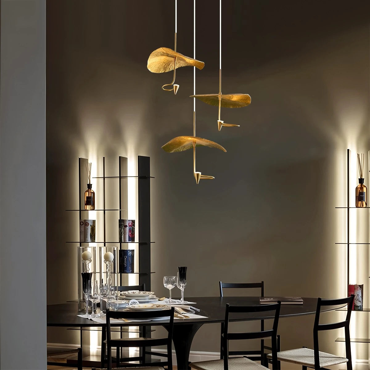 Antizer Orlia Brass Lotus Leaf Chandelier