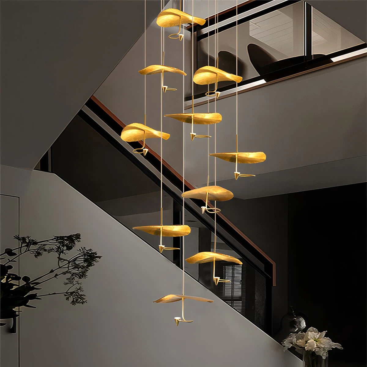 Antizer Orlia Brass Lotus Leaf Chandelier