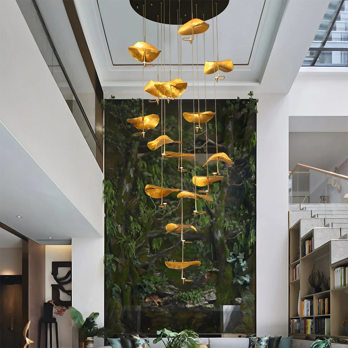 Antizer Orlia Brass Lotus Leaf Chandelier
