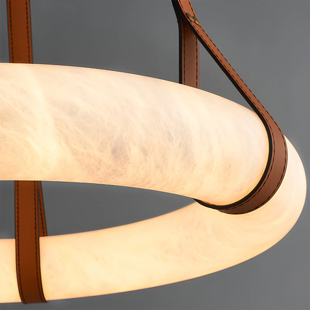 Antizer Round Spanish Alabaster Pendant Light Leather Hanging Wire