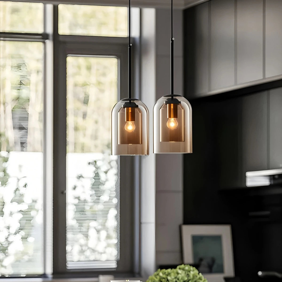 Antizer Otzara Double Glass Pendant Light for Dining Area