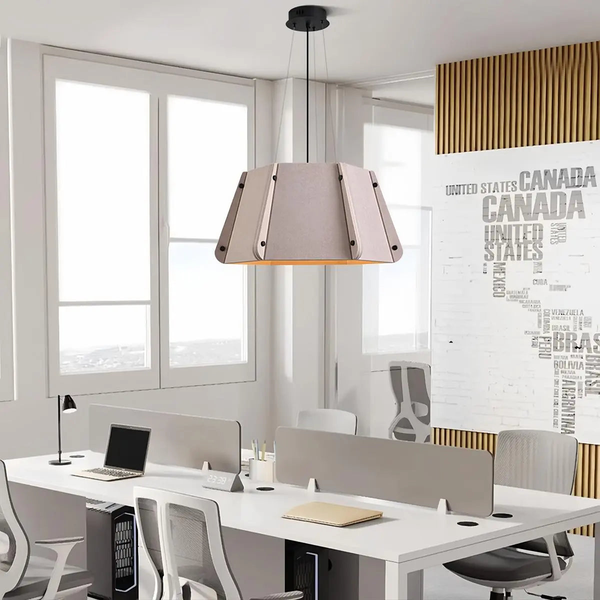 Antizer Outward Turning Circular Cone Acoustic Pendant Light Apricot Warm Light