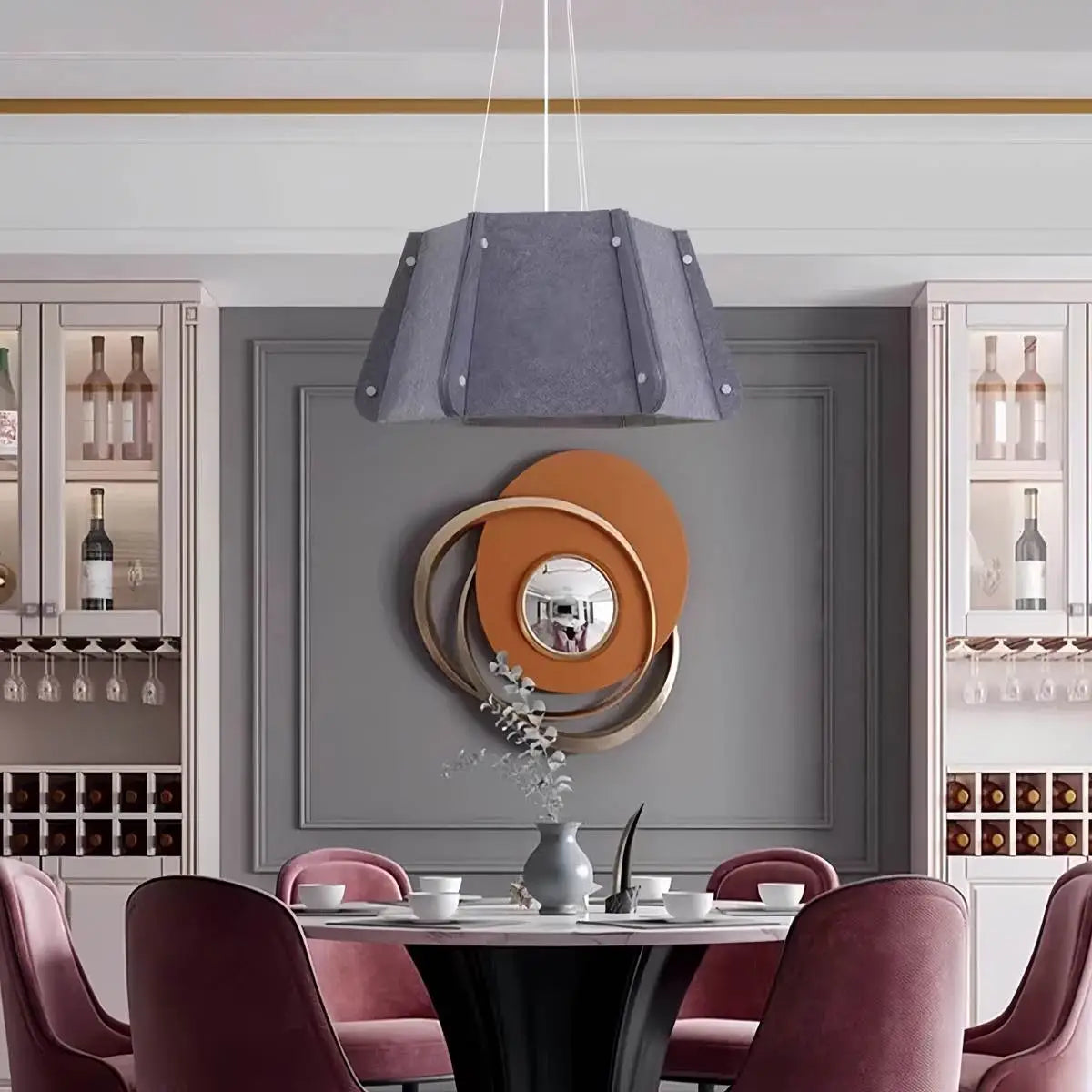 Antizer Outward Turning Circular Cone Acoustic Pendant Light Grey Warm Light