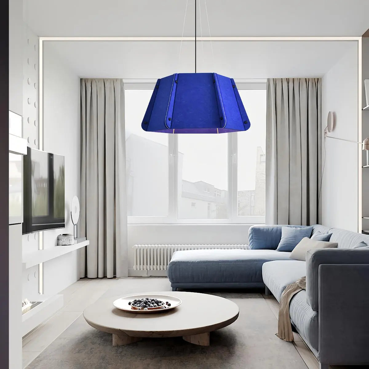 Antizer Outward Turning Circular Cone Acoustic Pendant Light Blue Warm Light