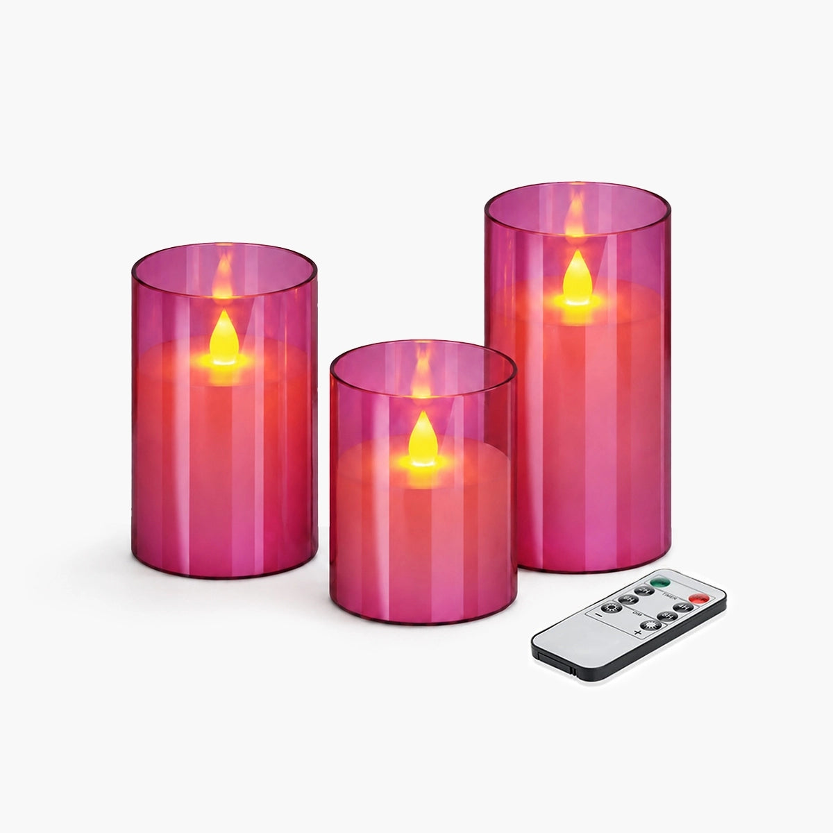 Antizer Pink Acrylic Glass Pillar Flameless Candle 12 Pack × 6
