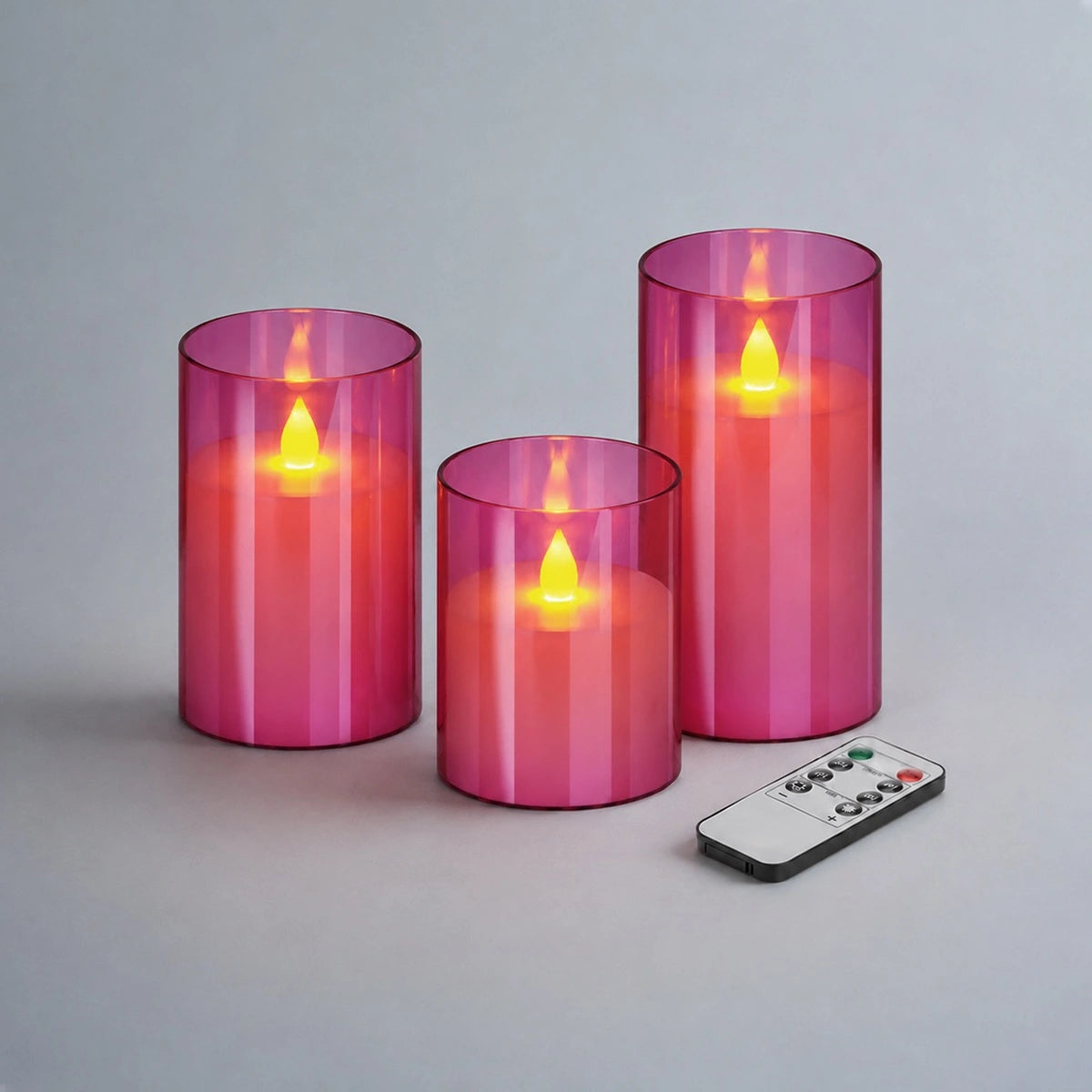 Antizer Pink Acrylic Glass Pillar Flameless Candle 12 Pack × 6
