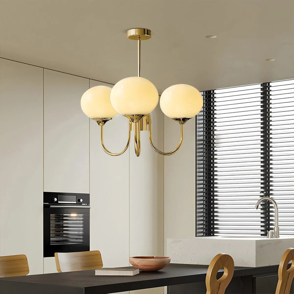 Antizer Pink Glass Globe Arm Chandelier for Living Room