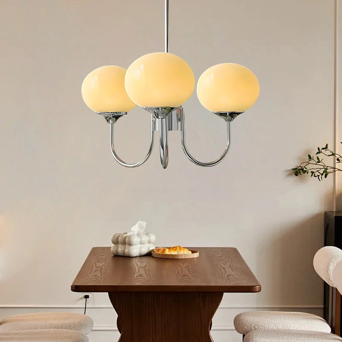 Antizer Pink Glass Globe Arm Chandelier for Living Room