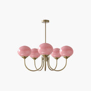 Antizer Pink Glass Globe Arm Chandelier for Living Room