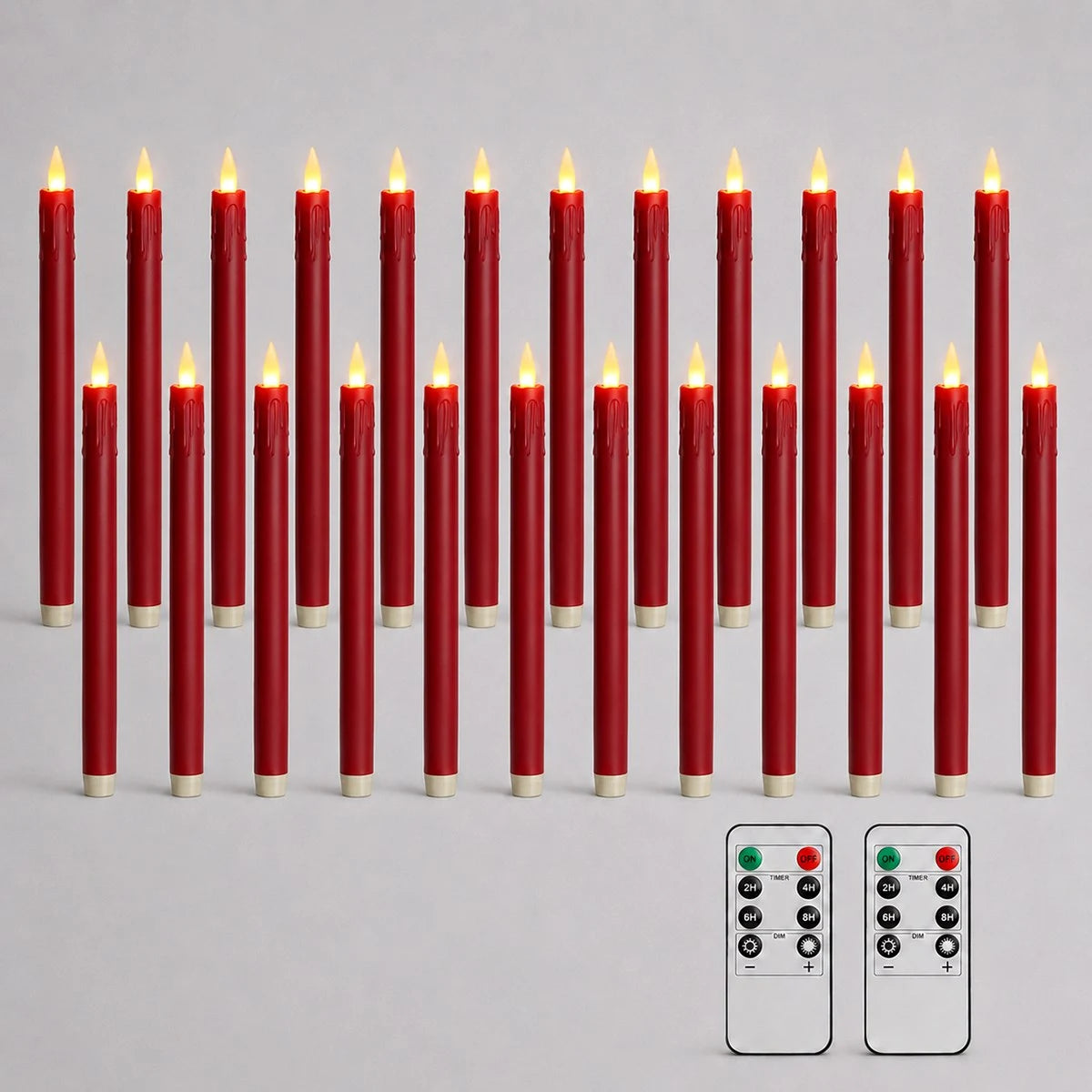 Antizer Red Drip Flameless Taper Candle 24 Pack × 16