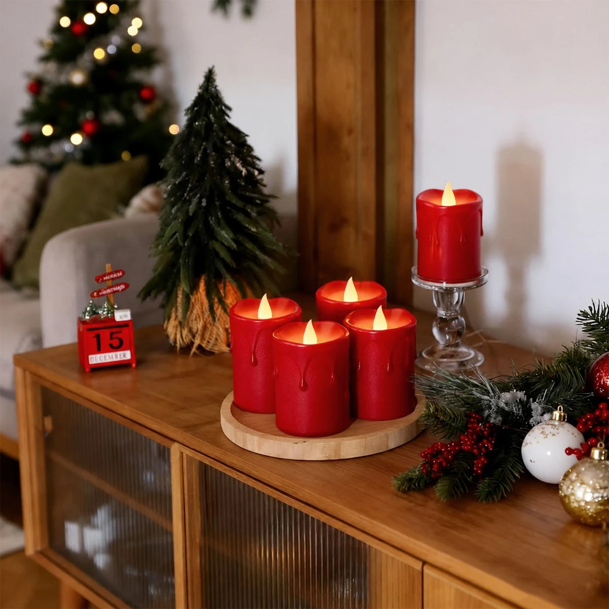 Antizer Red Drip Flameless Votive Candles 12 Pack × 36