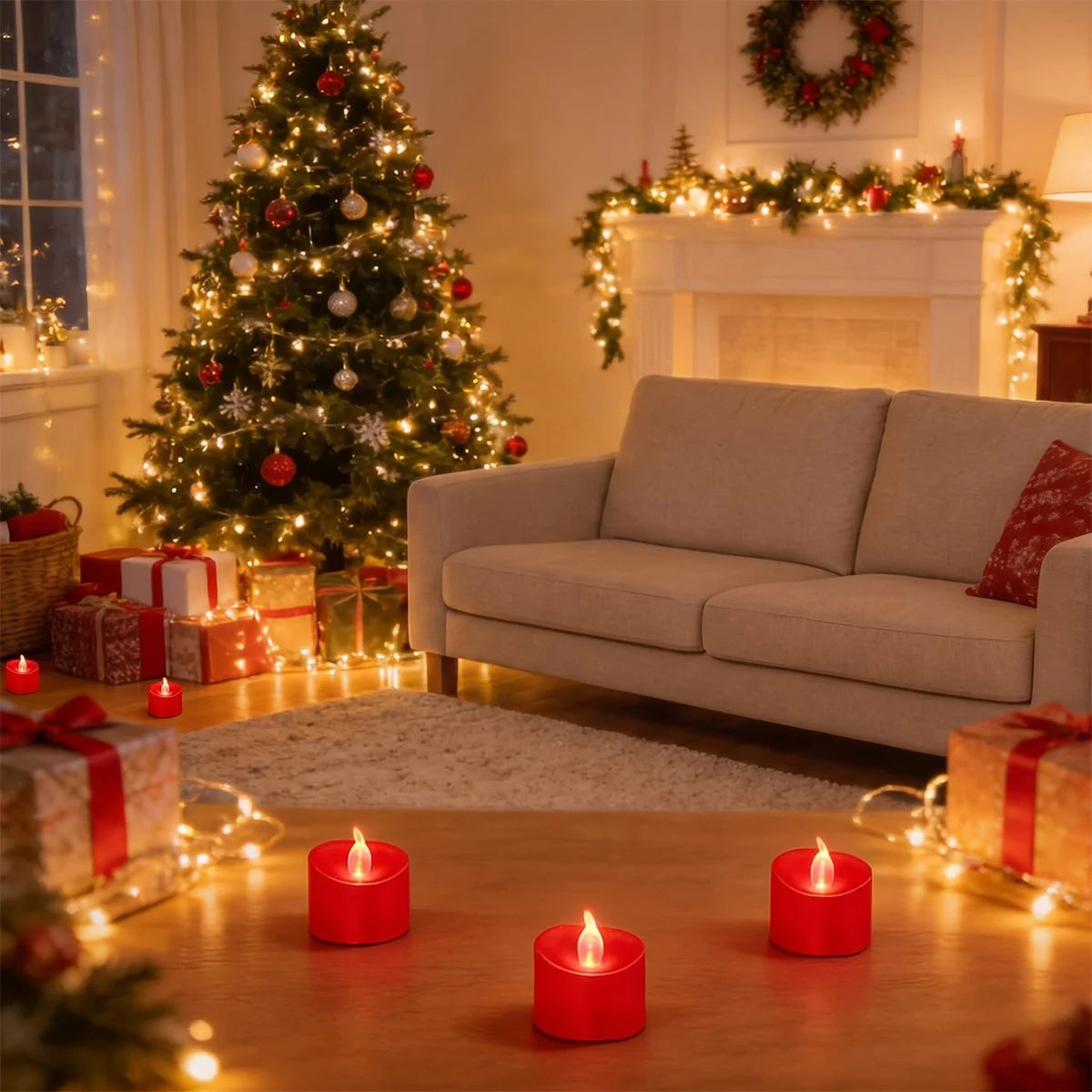 Antizer Red LED Flameless Candle Tealights 100 Pack × 18