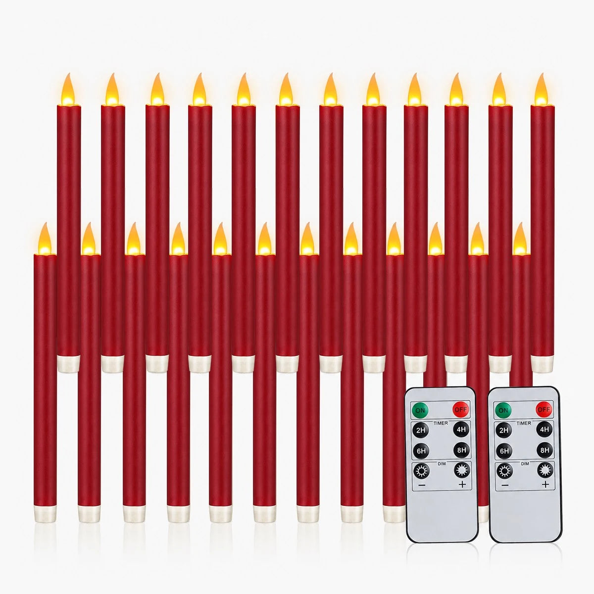 Antizer Red Smooth Flameless Taper Candle 24 Pack × 16