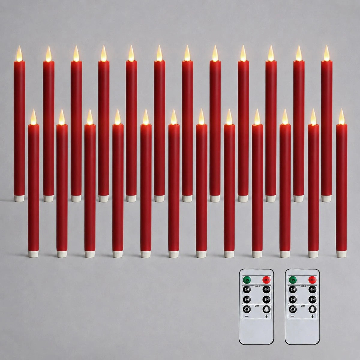 Antizer Red Smooth Flameless Taper Candle 24 Pack × 16