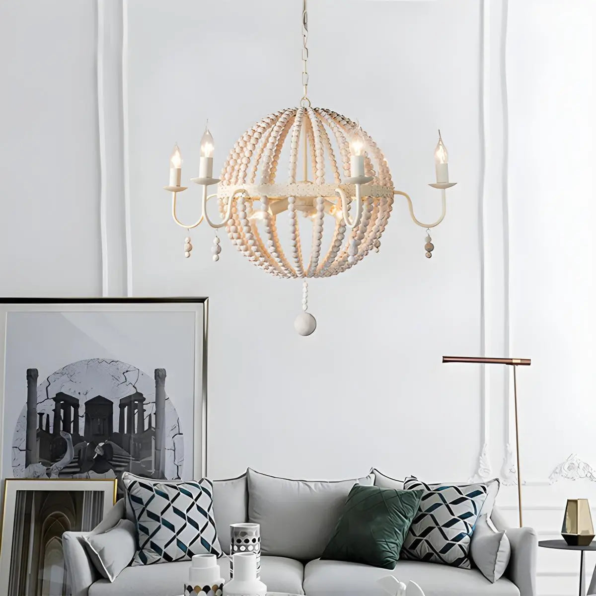 Antizer Retro Wooden Bead Chandelier for Dining Room Style J Warm Light