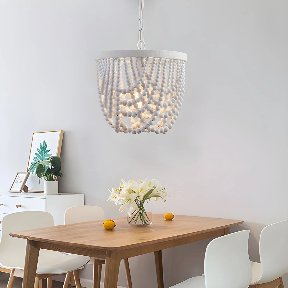Antizer Retro Wooden Bead Chandelier for Dining Room Style B Warm Light