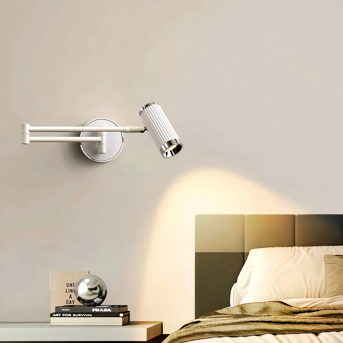 Antizer Roman Column Wall Sconce for Bedroom Chrome Neutral Light